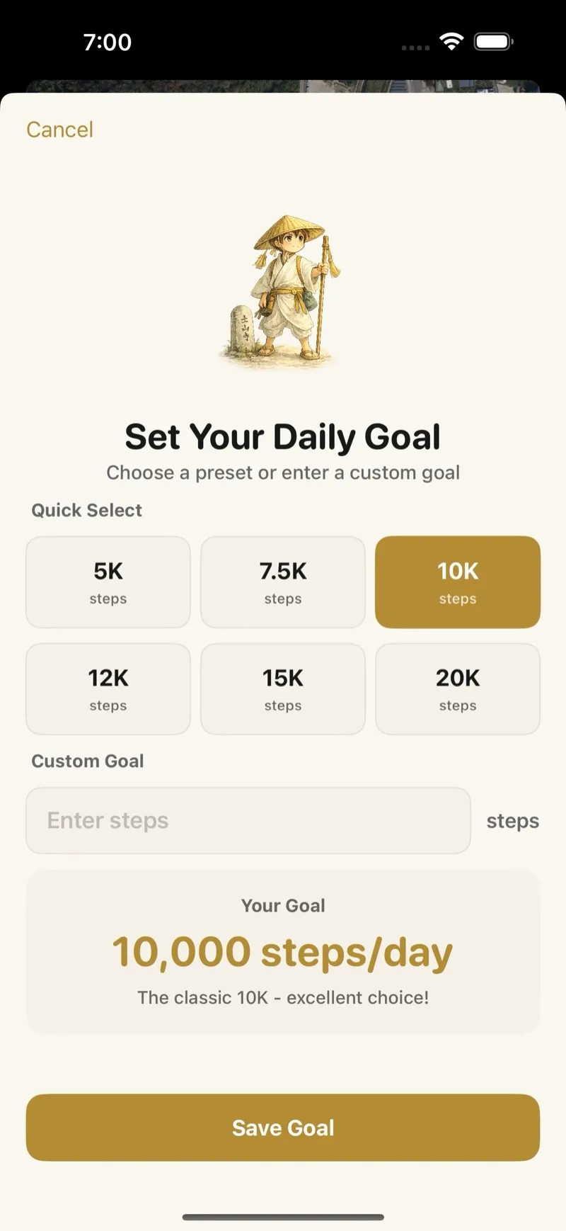 Step tracking and activity stats